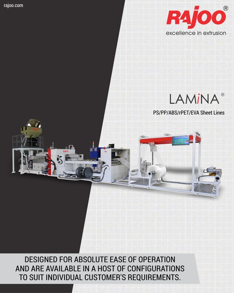 LAMINA series of sheet lines are designed for absolute ease of operation and are available in a host of 
ReadMore: https://t.co/fjZBDu3ukM

#RajooEngineers #Rajkot #PlasticMachinery #Machines #PlasticIndustry https://t.co/pdZnafo11z