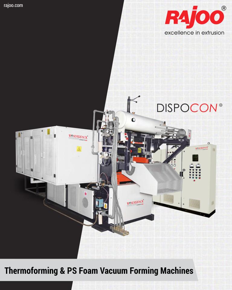 Dispocon vacuum formers are exceptionally sturdy, durable and low maintenance machines firmly established as industry's most energy-efficient and least vibrating vacuum formers with the patented trim press.

#RajooEngineers #Rajkot #PlasticMachinery #Machines #PlasticIndustry https://t.co/16f5KRzJHb