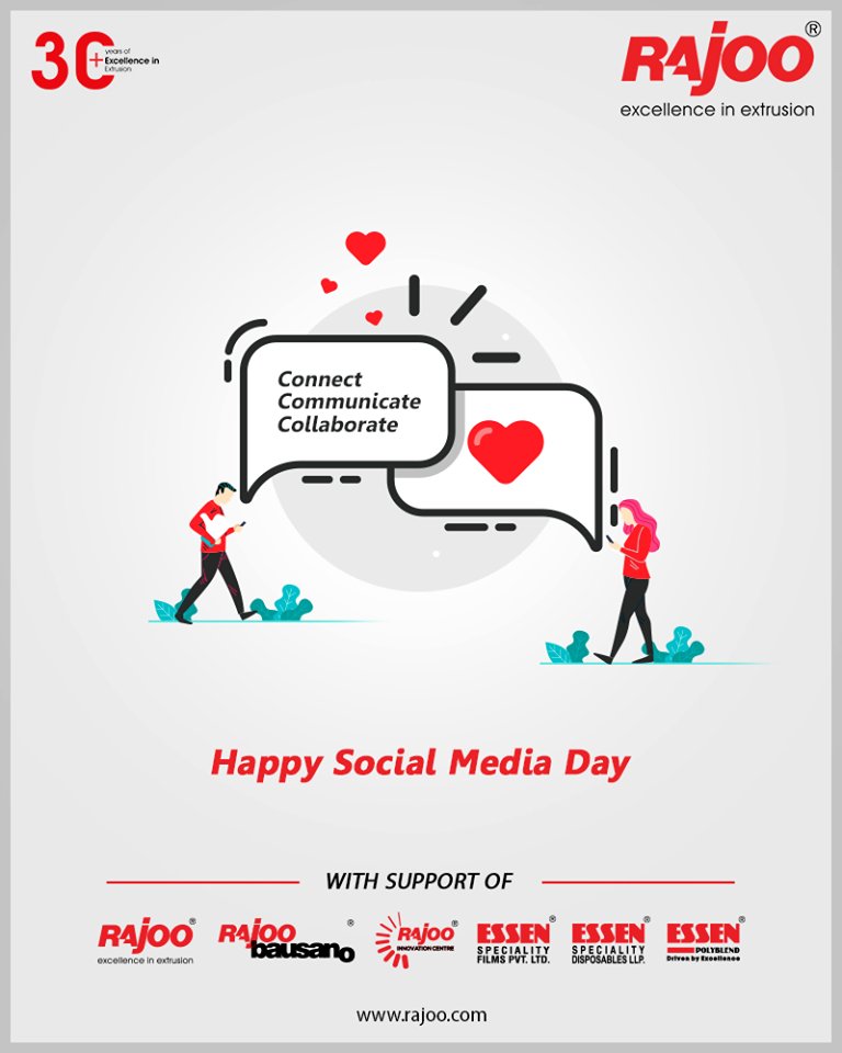 Connect, communicate, collaborate.

#SocialMediaDay #SocialMediaDay2020 #WorldSocialMediaDay #SocialMedia #RajooEngineers #Rajkot #PlasticMachinery #Machines #PlasticIndustry https://t.co/o9swVpgMzg