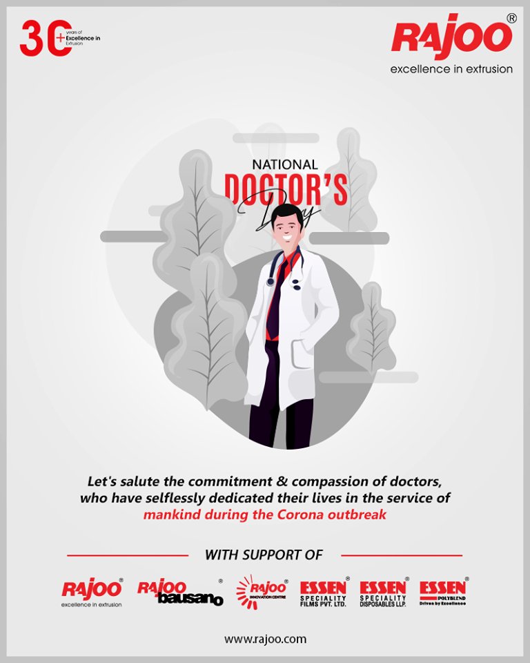 Let's salute the commitment & compassion of doctors, who have selflessly dedicated their lives in the service of mankind during the corona outbreak.

#DoctorsDay #NationalDoctorsDay #Doctorsday2020 #RajooEngineers #Rajkot #PlasticMachinery #Machines #PlasticIndustry https://t.co/xMJpsUKE8B