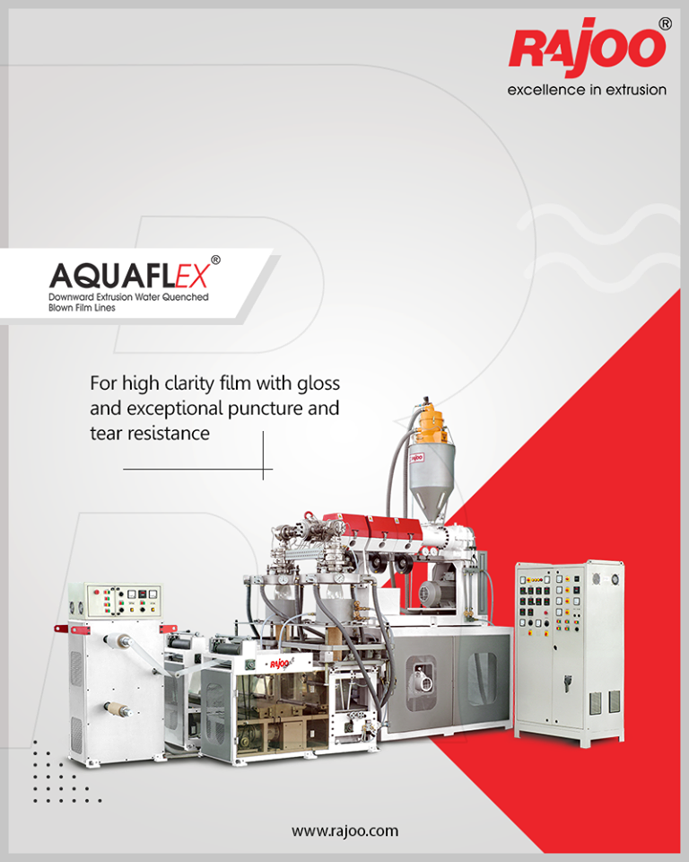 AQUAFLEX downward blown film line for high clarity film with gloss and exceptional puncture and tear resistance.

#RajooEngineers #Rajkot #PlasticMachinery #Machines #PlasticIndustry https://t.co/SjcHsgs5Hz
