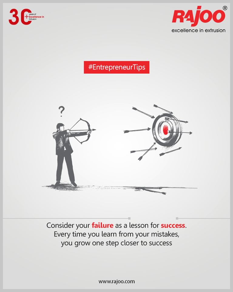 Learn From Your Mistake
Consider your mistake/failure as a lesson for success. Every time you learn from your mistakes, you grow one step closer to success.

#EntrepreneurTips #RajooEngineers #Rajkot #PlasticMachinery #Machines #PlasticIndustry #entrepreneurstips https://t.co/K1bMlLLZHw