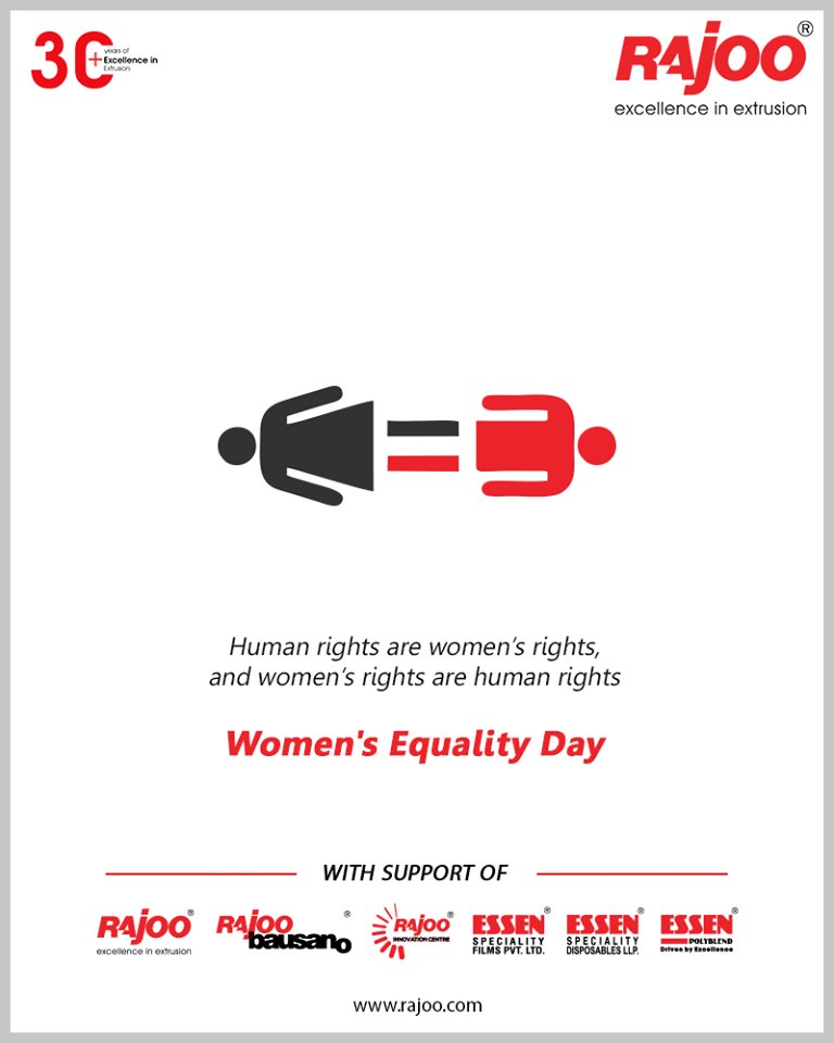 Human rights are women’s rights, and women’s rights are human rights.

#WomenEqualityDay #WomenEqualityDay2020 #RajooEngineers #Rajkot #PlasticMachinery #Machines #PlasticIndustry #PlasticSheet #PlasticFilm https://t.co/siMBBl1zRF