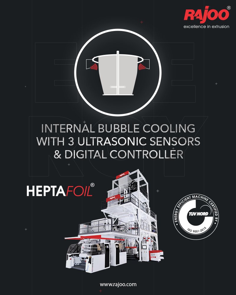 Our 'Genius' Heptafoil has an Internal Bubble Cooling with 3 Ultrasonic Sensors & Digital Controller.

#RajooEngineers #Rajkot #PlasticMachinery #Machines #PlasticIndustry https://t.co/1dwC2VncFq