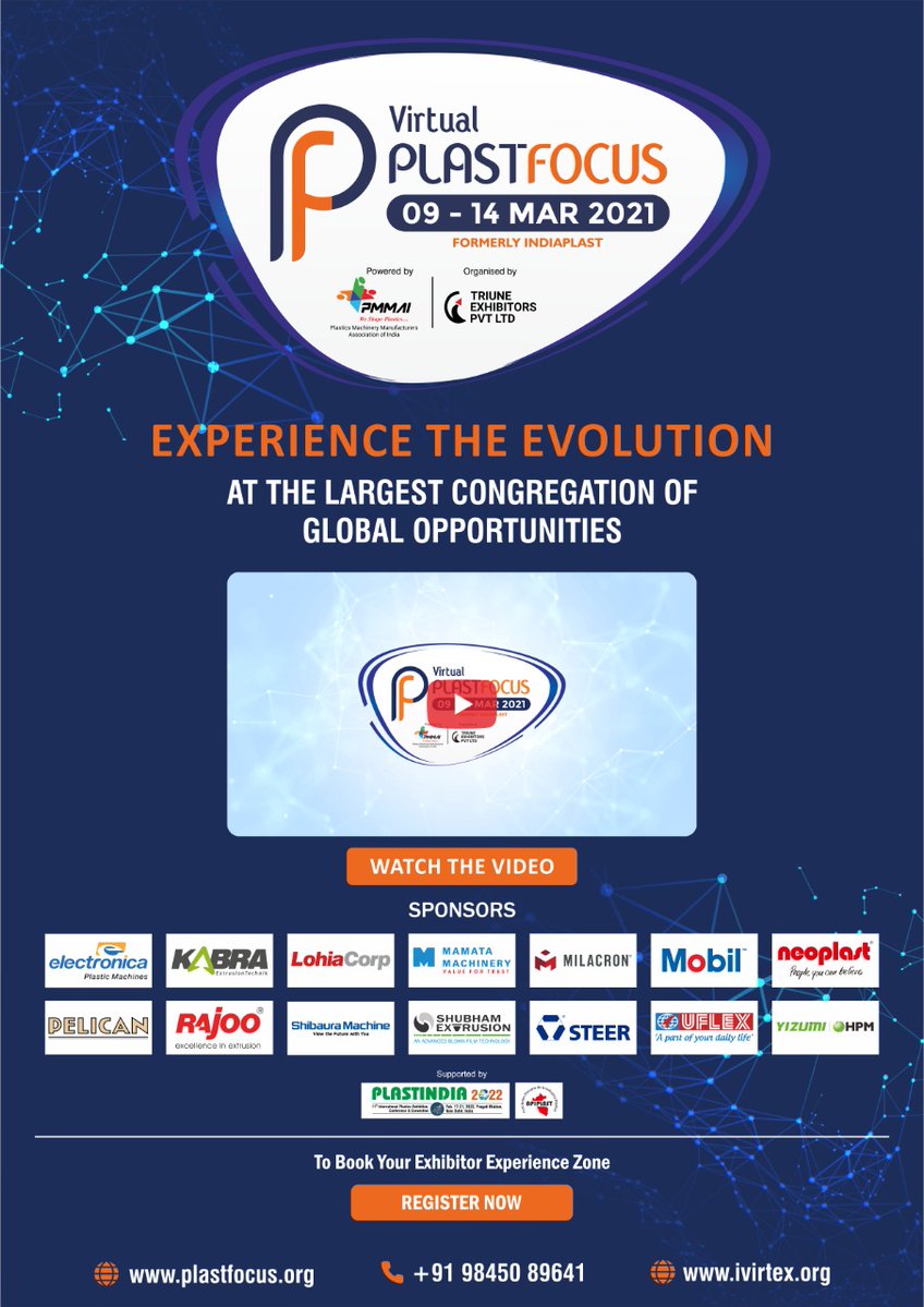 Get excited for the biggest virtual exhibition of plastic industry Plastfocus 2021. 

To participate register now https://t.co/sN1P9t7bUM

#PlastFocus #RajooEngineers #Rajkot #PlasticMachinery https://t.co/c5NdgLsI8i