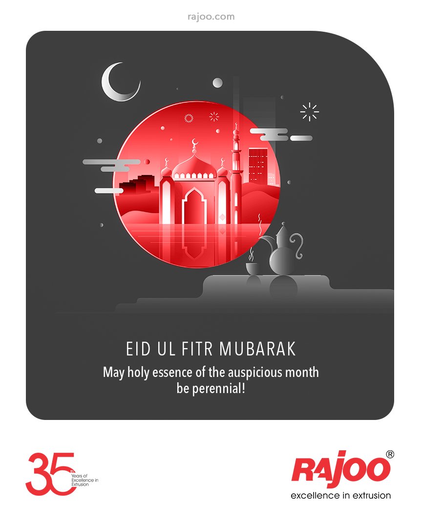 May holy essence of the auspicious month be perennial!

#EidMubarak #EidAlFitr #EidMubarak2021  #RajooEngineers #Rajkot #PlasticMachinery #Machines #PlasticIndustry https://t.co/kvS3aoognX