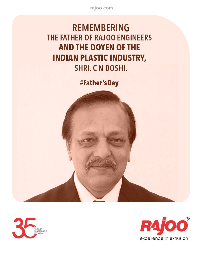 Remembering the father of Rajoo Engineers and the doyen of the Indian Plastic Industry, Shri.C N Doshi.

#fathersday2021 #happyfathersday #fathersday #dad #love #father #family #bestdadever #bhfyp #daddy #fathers #fatherhood  #RajooEngineers #Rajkot #PlasticMachinery #Machines https://t.co/N29LxDgw6v