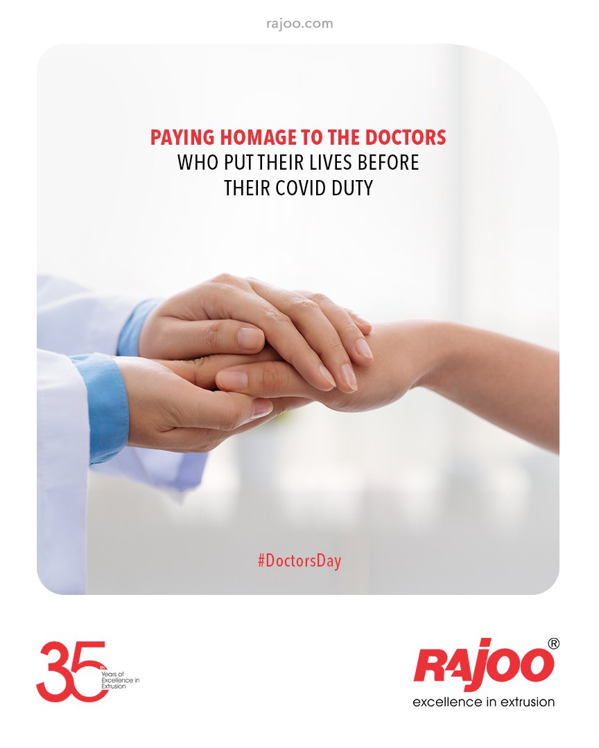 Paying homage to the doctors who put their lives before their covid duty

#HappyDoctorsDay #DoctorsDay #Doctors #DoctorsDay2021 #NationalDoctorsDay #RajooEngineers #Rajkot #PlasticMachinery #Machines #PlasticIndustry https://t.co/v9LAt8BjaS