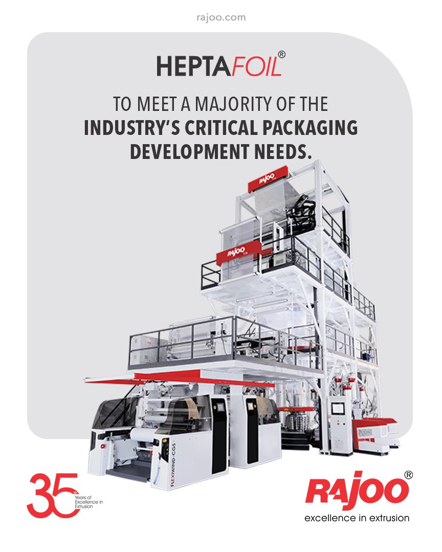 7 Layer Co-Ex blown film lines, Heptafoil, were developed to meet a majority of the industry’s critical packaging development needs. It maximum output 1500 kg/hour & lay-flat width ranging 1500 to 4500 mm produce both barrier films & non-barrier films.

#RajooEngineers #Rajkot https://t.co/0xTJhjkVBO