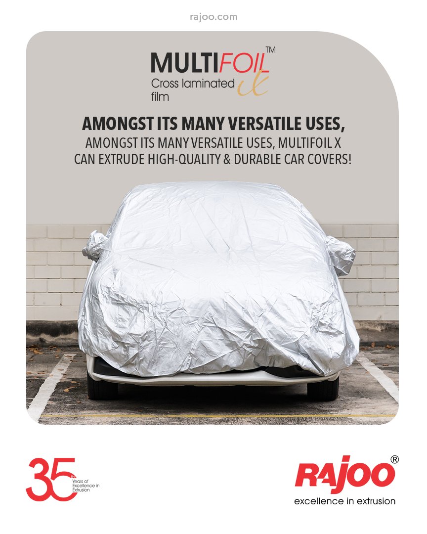 Amongst its many versatile uses, Multifoil X can extrude high-quality & durable Car Covers!

#RajooEngineers #Rajkot #PlasticMachinery #Machines #PlasticIndustry https://t.co/lBVFJzeZDT