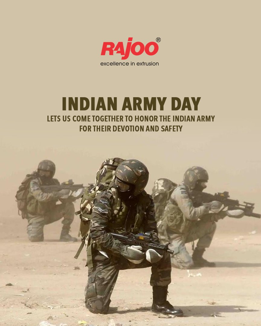 Let's us come together to honor the indian army for their devotion and safety

#IndianArmy #IndianArmyDay #JaiHind #IndianArmyDay2022 #RajooEngineers #Rajkot #PlasticMachinery #Machines #PlasticIndustry https://t.co/2BBBwIZzJV