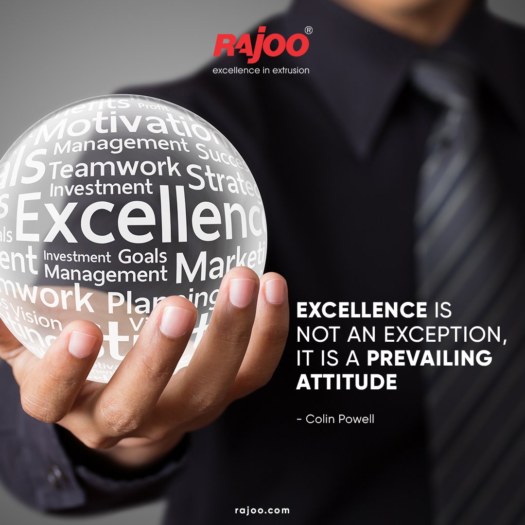 Excellence is not an exception, it is a prevailing attitude.
-Colin Powell
.
.
.
#MondayMotivation #Success #Passion #RajooEngineers #Rajkot #PlasticMachinery #Machines #PlasticIndustry https://t.co/9ExyBfT18e