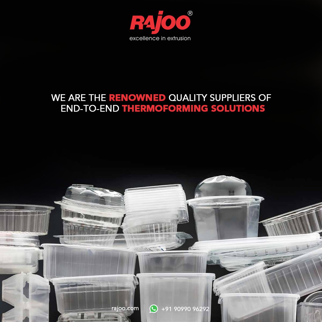 At Rajoo,
We firmly believe in bringing indigenous solutions, the most trusted and passionate solution providers. We are renowned quality suppliers of end-to-end thermoforming solutions. 

#RajooEngineers #Rajkot #PlasticMachinery #Machines #PlasticIndustry https://t.co/EHEpnb8qoA