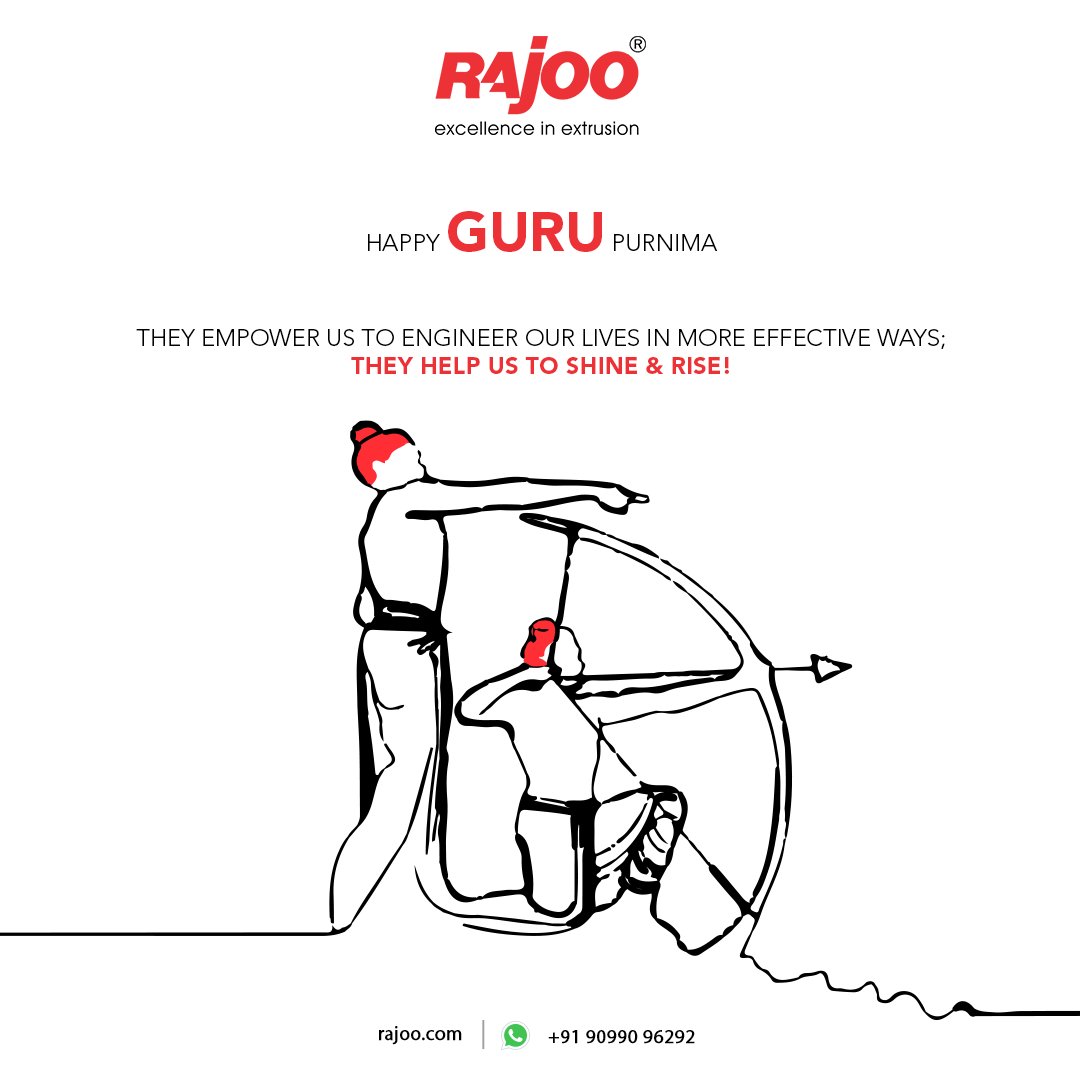 They empower us to engineer our lives in more effective ways;
They help us to shine & rise!

#GuruPurnima #HappyGuruPurnima #GuruPurnima2022 #RajooEngineers #Rajkot #PlasticMachinery #Machines #PlasticIndustry https://t.co/pS6qShfj8f