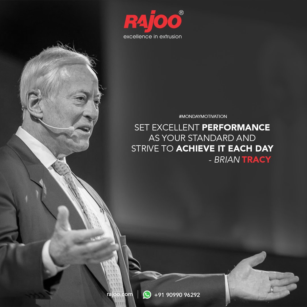 Set excellent performance as your standard and strive to achieve it each day
- Brian Tracy

#MondayMotivation #RajooEngineers #Rajkot #PlasticMachinery #Machines #PlasticIndustry https://t.co/9ebswfHpZQ