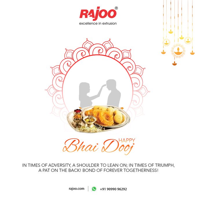 In times of adversity, a shoulder to lean on; in times of triumph, a pat on the back! Bond of forever togetherness!<br />#HappyBhaiDooj #BhaiDooj #BhaiDooj2022 #Siblinghood #IndianFestivals #Celebration #HappyDiwali #FestiveSeason #RajooEngineers #Rajkot #PlasticMachinery #Machines