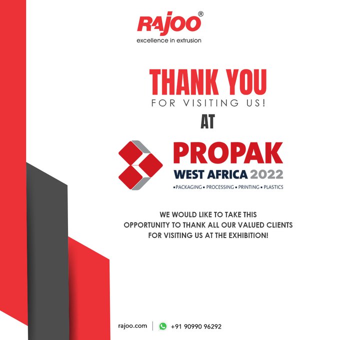 Heartfelt gratitude for making our participation a success!<br /><br />We would like to take the opportunity to thank all our attendees for visiting our booth. <br /><br />We look forward to seeing you next year!<br /><br />#ThankYou #Propak2022 #RajooAtPropak #RajooEngineers #Rajkot #PlasticMachinery