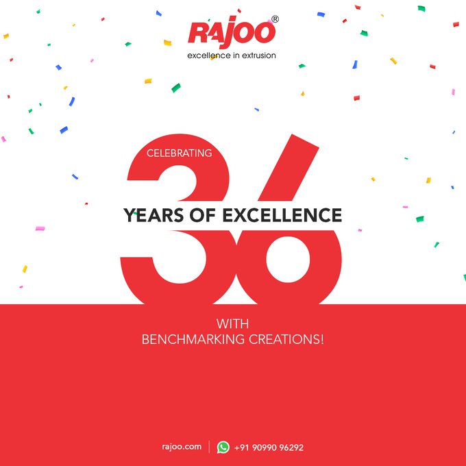 We are elated to celebrate our 36th Anniversary!<br /><br />Thank you to our clients, team, and our organization.  We look forward to continuing our legacy of bringing benchmarking solutions & excellence to the extrusion industry. <br /><br /> #InceptionDay #ExcellenceInExtrusion  #RajooEngineers