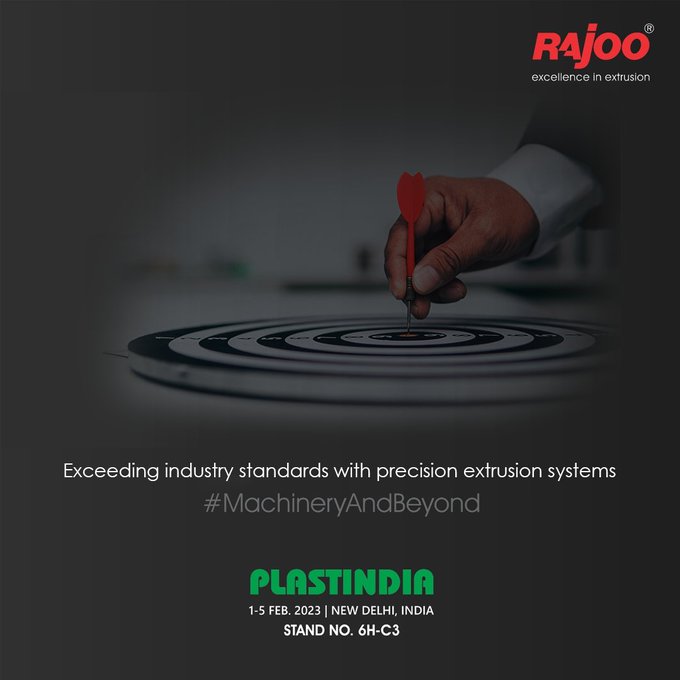 Extrusion systems at Rajoo are precisely designed to meet or exceed industry standards for accuracy in the extrusion procedure. <br /><br />Date: 1-5 Feb, 2023<br />Visit us at: Stand No. 6H-C3<br />Venue: Pragati Maidan,<br />New Delhi, India<br /><br />#PlastIndia #Extrusion #Standards #Precision #RajooEngineers