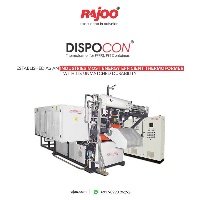 DISPOCON F is designed for the production of thermoformed containers. They are long-lasting and robust. The tray's structure is formed by the hot extruded plastic material.<br /><br />Visit our website,<br />https://rajoo.com/dispocon_f.html<br /><br />#Dispocon #Extruder #Thermoformer #RajooEngineers  #Machines