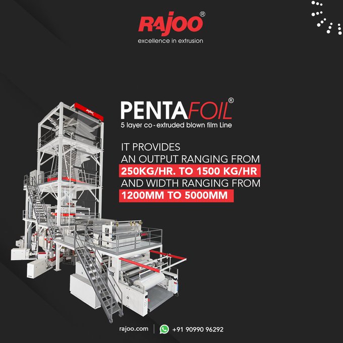 Rajoo's PENTAFOIL extruder offers exceptional output range to fulfill diverse packaging needs.  <br /><br />For more information, Visit our website,<br />https://rajoo.com/pentafoil.html<br /><br />#Pentafoil #Extruder #Packaging #RajooEngineers #Rajkot #PlasticMachinery #Machines #PlasticIndustry