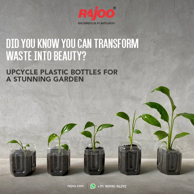 Turn trash into treasure! Upcycle plastic bottles into beautiful garden decorations. From colorful hanging planters to whimsical wind chimes,<br /><br /> #DidYouKnow #Recycle #Trasure  #PlasticBottle #Environment #Sustainable #Future #Plastic #RajooEngineers #Rajkot #PlasticMachinery