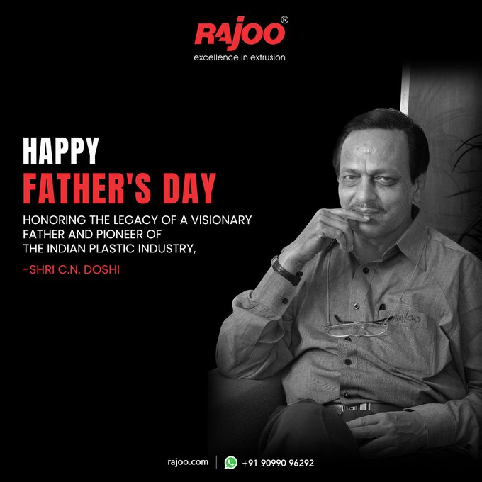 Happy Father's Day<br /><br />Honoring the legacy of a visionary father and pioneer of the Indian Plastic Industry,<br />- Shri C.N. Doshi<br /><br />#happyfathersday #fathersday2023 #Fathersday #Fatherhood #Fatherslove #RajooEngineers #Rajkot #PlasticMachinery