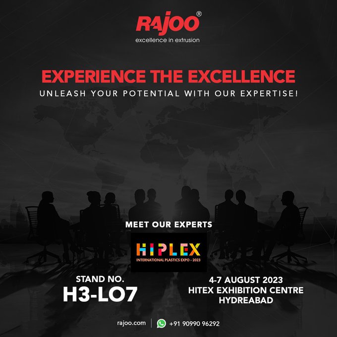 Discover the limitless possibilities of extrusion at the HIPLEX Expo! Elevate your knowledge and tap into your true potential with our expert insights. Join us.<br />Don't miss out !<br /><br />#HIPLEX2023 #HIPLEXexpo #extrusionevolution #excellence #PlasticsExhibition #RajooEngineers #Plastic