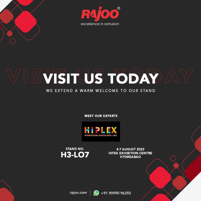 Your wait is over!<br />HIPLEX expo starts today! We're thrilled to invite you to our stand where you can meet our experts and explore the latest advancements in the world of technology.<br /><br />Embrace the future with us!<br /><br />#HIPLEX2023 #extrusionevolution #PlasticsExhibition #RajooEngineers