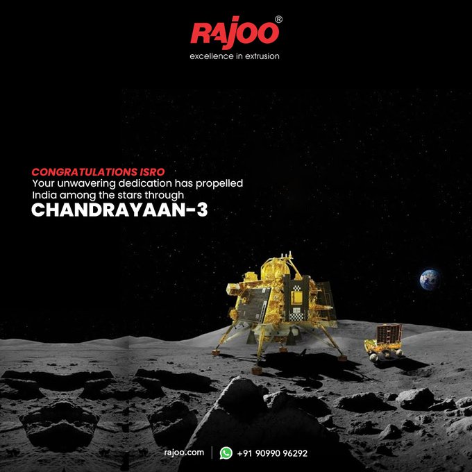 Embarking on a celestial journey like no other, India's ISRO has soared among the stars with Chandrayan-3!Your  steadfast dedication paves the way for incredible discoveries.<br />#ISRO #Chandrayan3Success #SpaceExploration #Chandrayaan3 #ISROTriumph #RajooEngineers  #PlasticMachinery