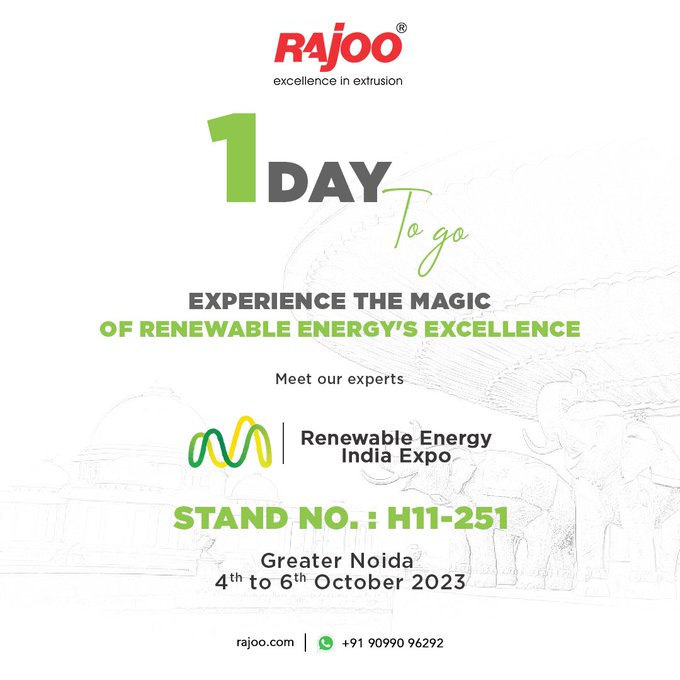 We're buzzing with excitement for the Renewable Energy Expo. Join us to connect with industry experts and explore the future of sustainable energy solutions. Your visit can spark a greener tomorrow.<br /><br />Don't miss out!<br /><br />#Innovation #GreenerFuture #RajooEngineers  #PlasticIndustry