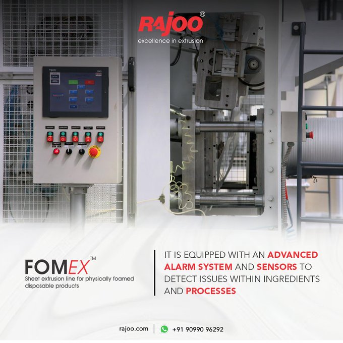 Experience peace of mind with Fomex's cutting-edge alarm system and state-of-the-art sensors. Our commitment to quality means we detect and address ingredient and process issues in real time.<br /><br />#RajooEngineers #PlasticIndustry #Packaging #Development #Production