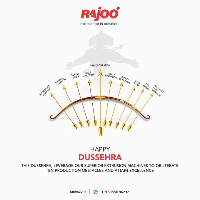 This Dussehra, harness the power of our top-tier Extrusion Machines to conquer ten production challenges and reach new heights of excellence in manufacturing. Let innovation guide your path to success.<br /><br />Happy Dussehra!<br /><br />#HappyDussehra #Dussehra #RajooEngineers  #PlasticMachinery