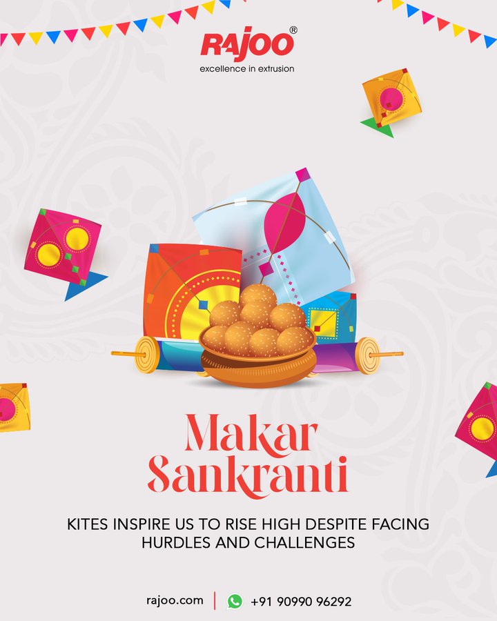 Let the vibrant colours in the sky reflect the courage to rise above challenges, celebrating the festival as a testament to unwavering determination and positivity.<br /><br />#RajooEngineers #MakarSankranti #FestivalOfKites #HarvestFestival #JoyousCelebration #ProsperityAndHappiness