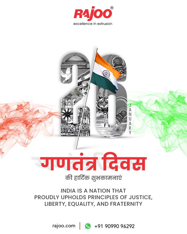 In the spirit of justice, liberty, equality, and fraternity, let's celebrate the essence of our great nation. May these principles continue to guide and inspire us toward a future of unity and prosperity.<br />Happy Republic Day!<br /><br />#RepublicDay #India #Constitution #RajooEngineers