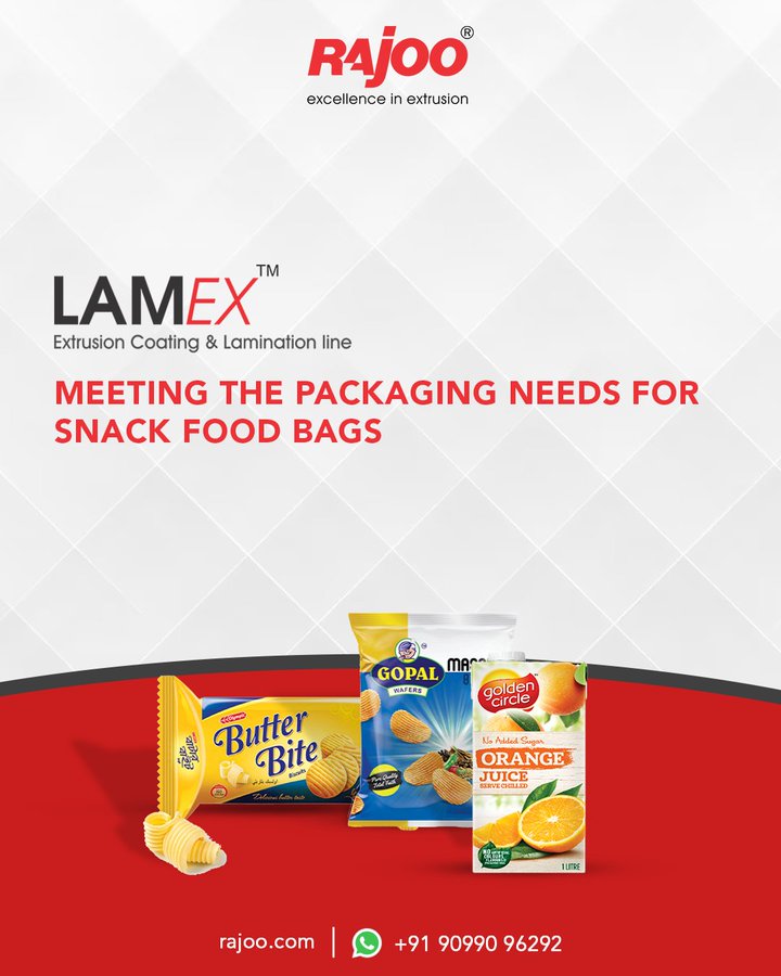 Experience unmatched quality and efficiency with LAMEX's state-of-the-art Extrusion Coating & Lamination line, tailored to meet the rigorous packaging demands of snack food bags. <br />Visit our website,<br />https://rajoo.com/lamex.html<br /><br />#Lamex #ExtrusionCoating #LaminationLine #RajooEngineers