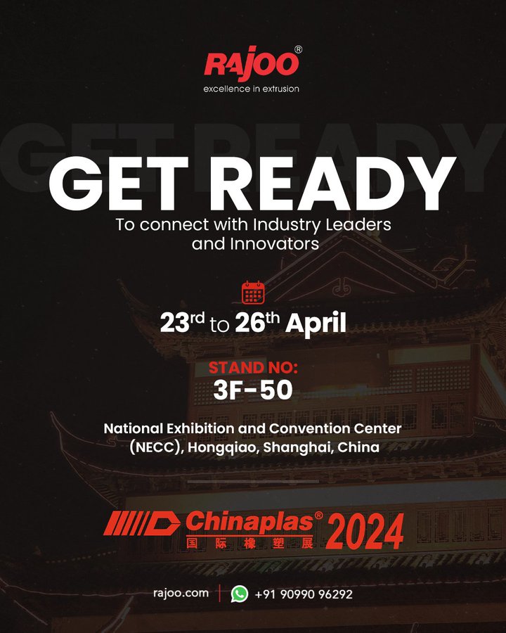 Ready to connect with industry leaders and innovators? Our extrusion company is gearing up for the upcoming expo! Explore cutting-edge technology and forge new partnerships.<br /><br />Let's shape the future together! <br /><br />#ChinaPlas #Shanghai #PlasticExhibition #RajooEngineers #Rajkot