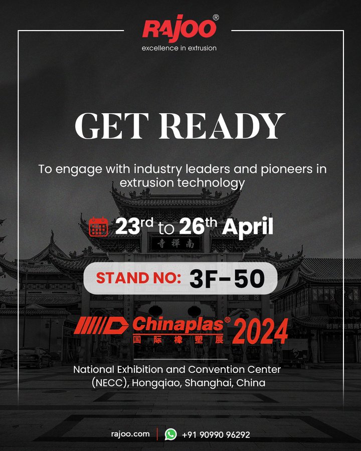 Get ready to connect with industry pioneers and leaders in extrusion technology at our upcoming event. <br /><br />Don't miss out!<br /><br />#ChinaPlas #Shanghai #Extrusion #PlasticExhibition #Precision #Excellence #RajooEngineers #Rajkot #PlasticMachinery #Machines #plasticindustry