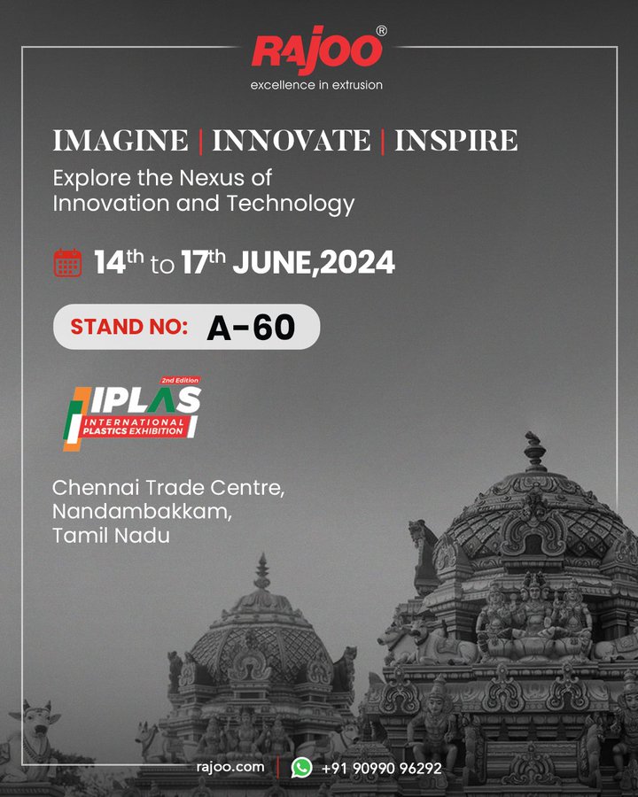 Embark on a journey of ingenuity at our exhibition booth, where the art of extrusion meets the cutting-edge realm of innovation and technology<br /><br />14th to 17th June, 2024<br />Stand No: A60<br />Chennai Trade Centre, Nandambakkam,<br />Tamil Nadu<br />#IPLAS2024 #PlasticsExhibition #Chennai #Extrusion